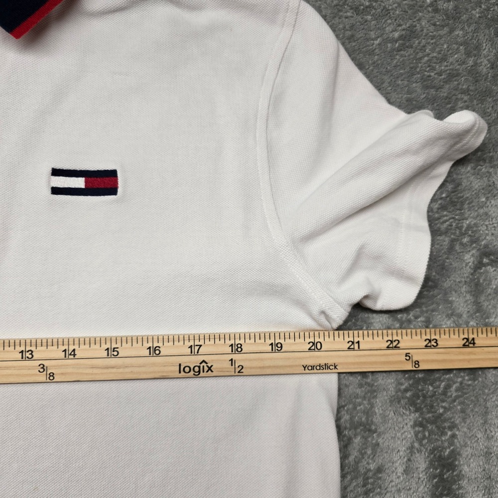 Tommy Hilfiger Denim Custom Fit Polo Shirt Mems LG White HILFIGER Logo 0199597 - Picture 8 of 9